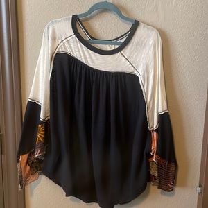 We the free top black and white with patern